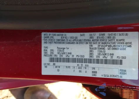 2017 Ford Fiesta Se z USA, uszkodzony, nr VIN 3FADP4BJ8HM131346